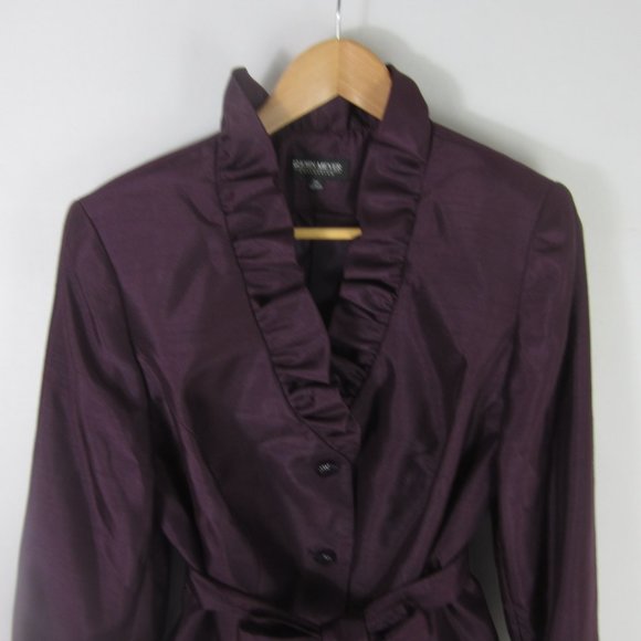 New John Meyer Womens 16W Berry Purple LS Ruffle Trim Blazer Sash NWT $300.00 XL - Picture 5 of 11